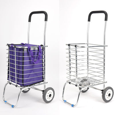 kwaliteit  German Foldable Wholesale Supermarket Foldable Metal Trolley 4 Wheels Trolley 35L Shopping Bag fabriek