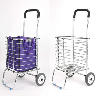 German Foldable Wholesale Supermarket Foldable Metal Trolley 4 Wheels Trolley 35L Shopping Bag
