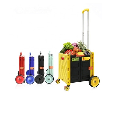 Market Shopping Cart Lightweight Folding Plastic Portable Grocery Cart Trailer Hand Cart