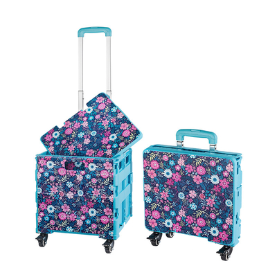 New Product Craft New Color Image Folding Plastic Foldable Grocery Push Carts Folding Go Trolley Trolley Shopping